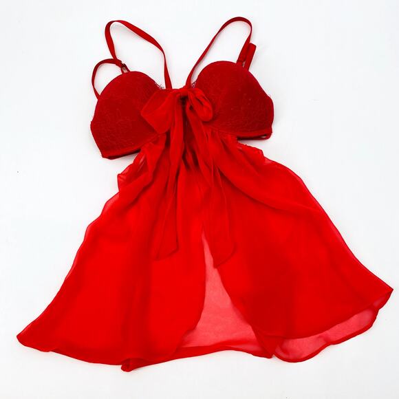 Victoria's Secret 34C red Push Up Bra teddy - Picture 2 of 4